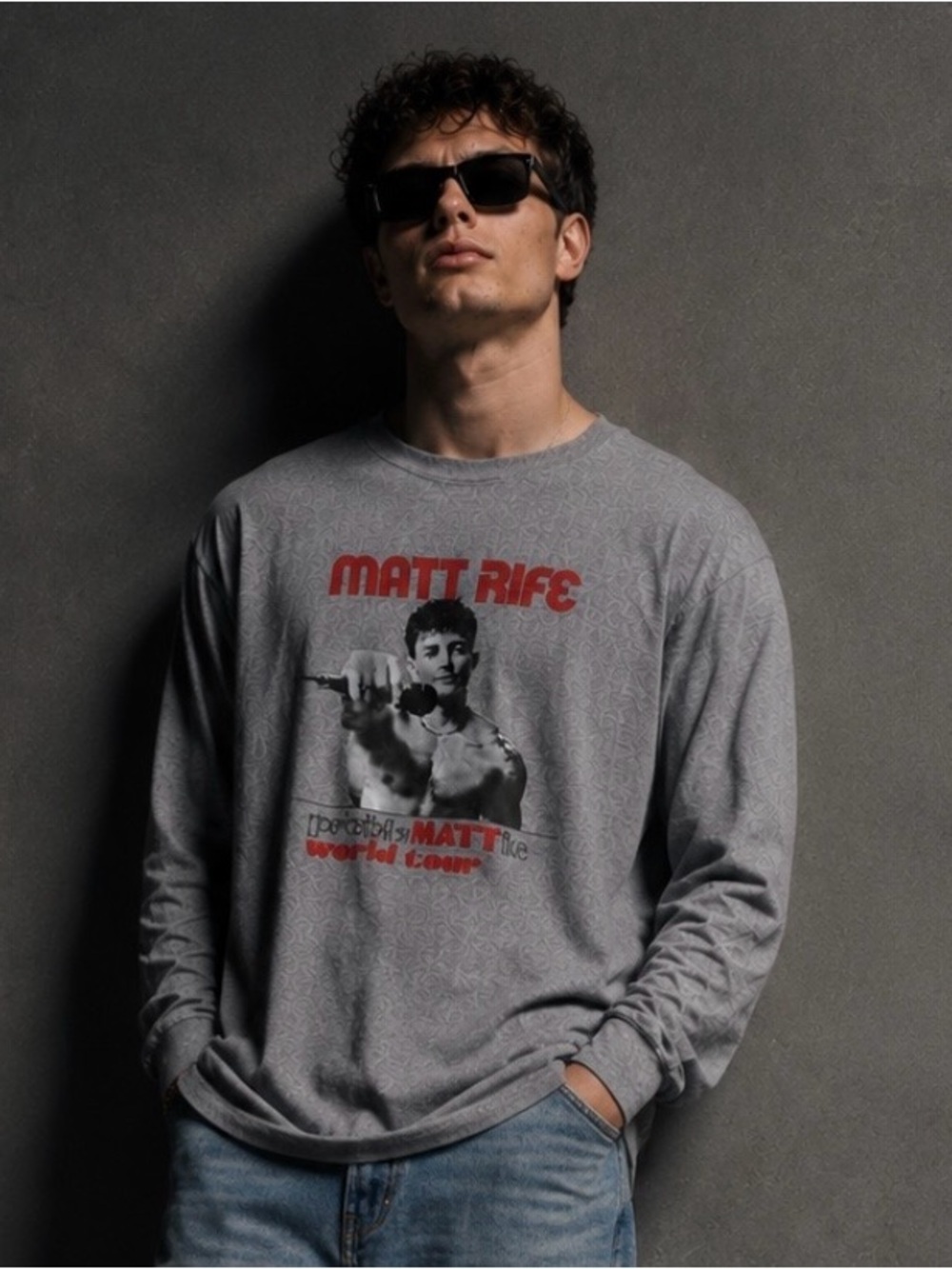 MATT RIFE ProbleMATTic 2023-2024 Tour Graphic Long Sleeve Tee Grey Comedian